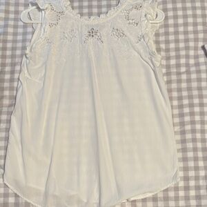 LOFT White Sleeveless Lace Blouse